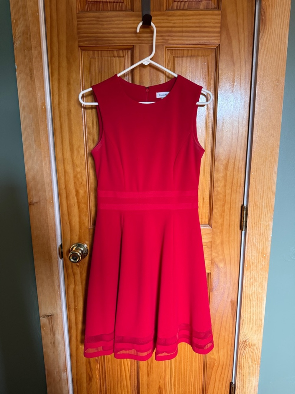 Calvin Klein Red Sleeveless Fit-and-Flare Dress